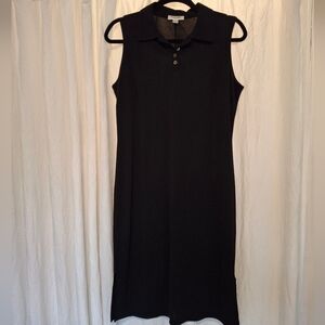 Emanuel Black sheer, knee length slip dress, M petite
